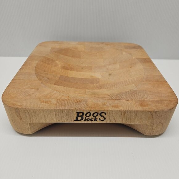John Boos Block 10 Inch Square Mezzaluna Maple Wood End Grain Cutting Board - Picture 1 of 5